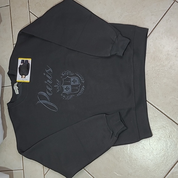 NWT state of mine sweatshirt women size M dark grey PARIS - Picture 4 of 8